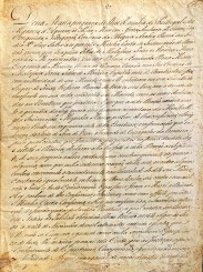 Carta de Confirmação de Doação da Raínha D. Maria I, “ Carta de  Insinuação e Doação” feita em 1784 por Dona Maria Engrácia Correia da  Proença, casada com José Caetano Freire Telles de Almeida, Capitão Mor  do Concelho de Lafões, moradores na sua Quinta do Freixo, de todos os  seus bens ao cunhado Joaquim Freire de Almeida Mascarenhas, para a  qual pedem a confirmação da Raínha. “A Raínha Nossa Senhora o Mandou  pelos Ministros abaixo assinados do seu Conselho e Desembargadores do  Paço…”